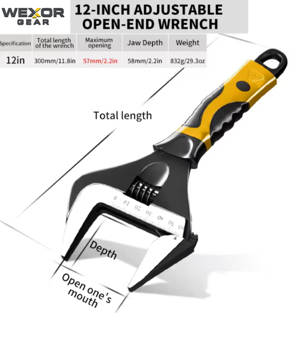 WexorGear™ Wide Opening Adjustable Wrench