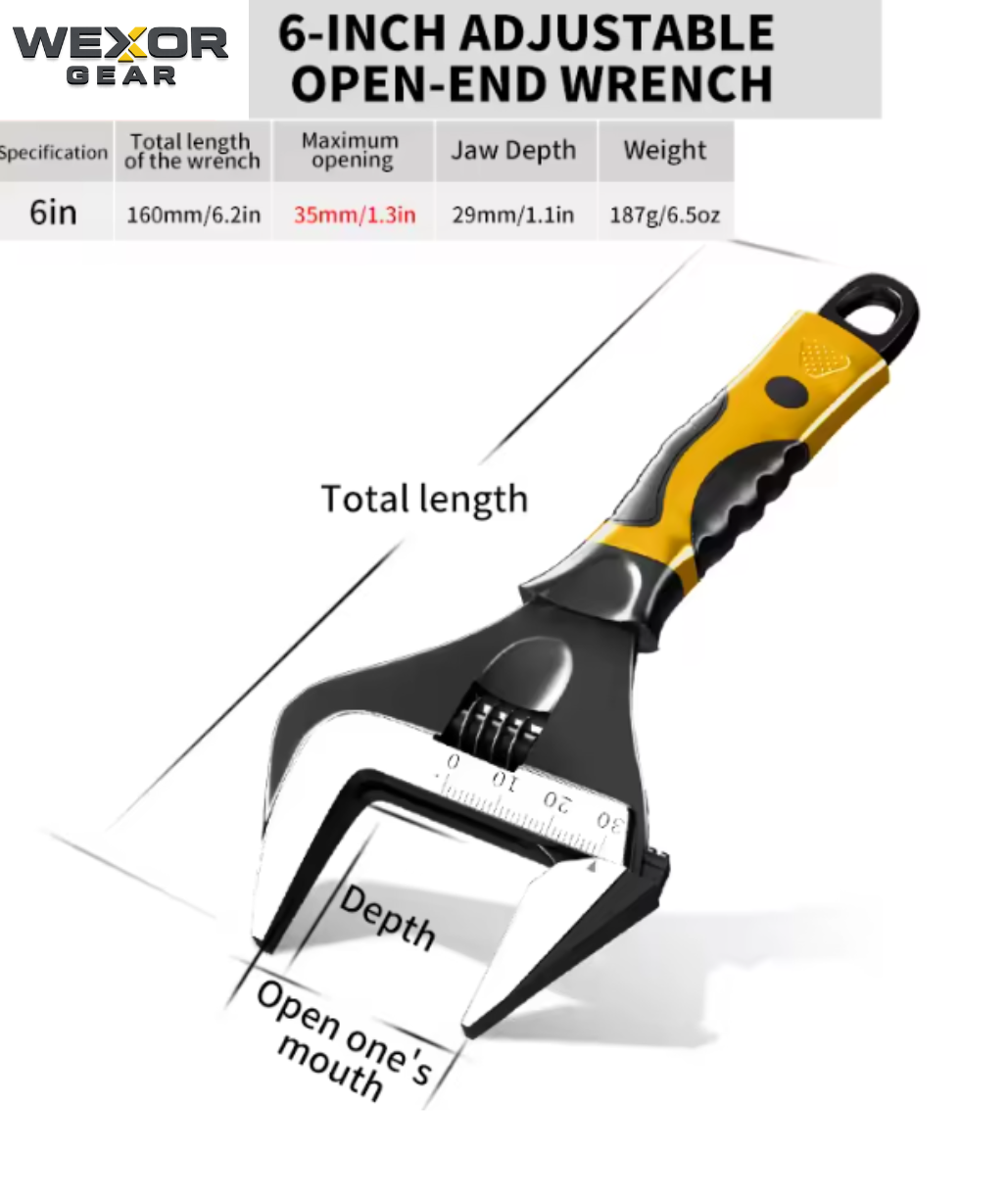 WexorGear™ Wide Opening Adjustable Wrench
