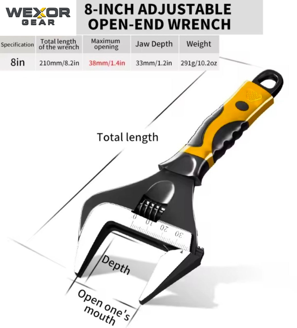 WexorGear™ Wide Opening Adjustable Wrench