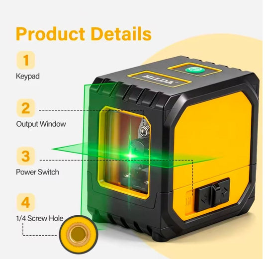 WexorGear™ Professional 2-Line Green Laser Level